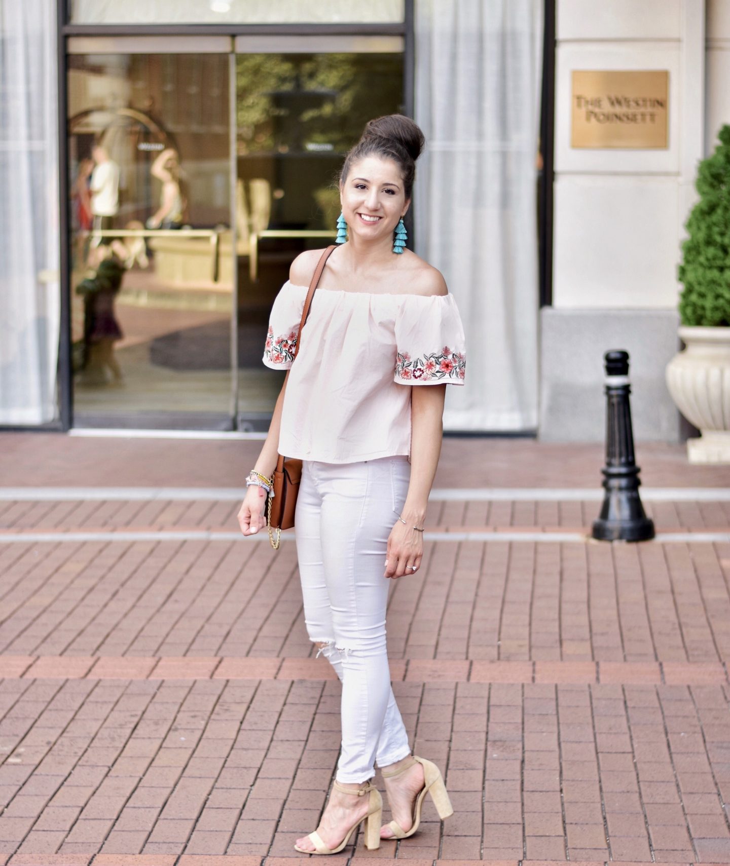 Topshop pink off the shoulder top